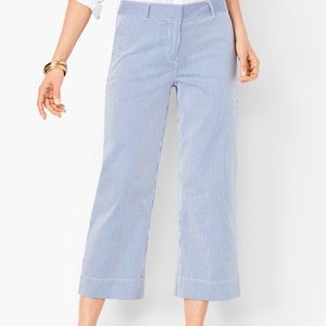 A hardly worn pair of Talbots wide leg, pinstripe cropped pants.
